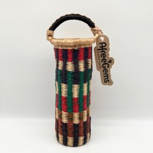 Bolga Korb Deko Flaschenhalter bunt, fair produziert in Ghana